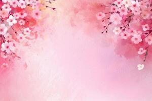 light pink background paper texture tiny petal flower painting in watercolor style. photo