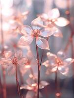 Close up photo of transparent flowers transparent light.