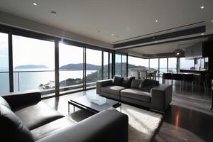 Modern style, sea view photo. photo