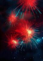 Blue, red, white, firework, Independence Day Abstract Poster background, copyspace. photo