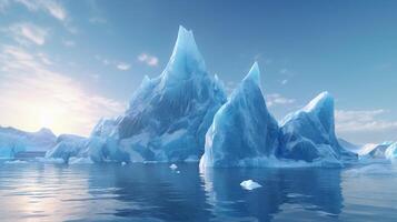 Ice chips with an iceberg background. photo