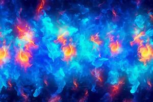 Drawn neon color blue, Burning flame background material abstract hand. photo