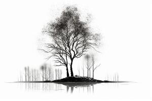 Illustrationg of birch Tree without leaves. photo