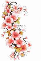 Copy space of Clipart of sakura blossoms. photo