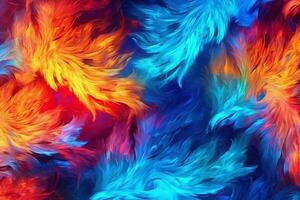 Drawn neon color blue, Burning flame background material abstract hand. photo