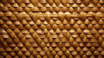 A detailed texture of a woven bamboo wall. photo