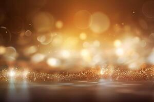 A blurred gold light, silver light abstract background with bokeh glow, Illustration. photo