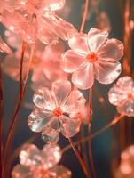 Close up photo of transparent flowers transparent light.