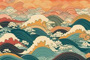Japanese - patterned summer ripple background. photo