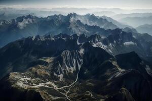 aéreo Disparo de hermosa suizo Alpes. ai generativo foto