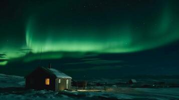 foto de Aurora en el norte polo,. ai generativo