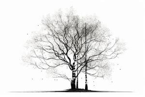 ilustración de abedul árbol sin hojas. ai generativo foto