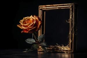 golden rose frame, middle space is empty. photo