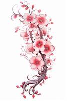 Copy space of Clipart of sakura blossoms. photo