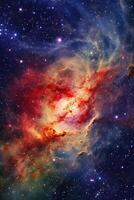 un celestial danza de arremolinándose galaxias, un vasto extensión de espacio. ai generativo foto