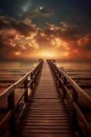 Boardwalk leading to the heaven, divine style, holy fantasy. photo