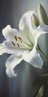 An extreme close up of a beautiful lily oil painting. photo