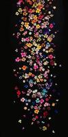 Watercolor, small flowers, black background, neatly arranged, continuous in all directions. photo