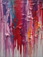 A painting made of white, red, purple and pink paint streaks. photo