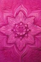 Fuchsia Crayola color background paper texture Rangoli pattern painting. AI generative photo