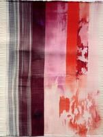 A painting made of white, red, purple and pink paint streaks. photo
