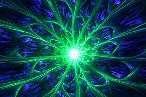 Lazer light fractals, royal blue and green. photo