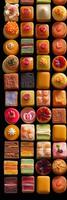 Colorful dozens of French assortment of petits fours. photo