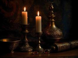 Candlelight, realistic photography background. photo