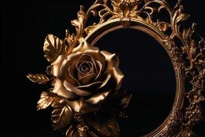 golden rose frame, middle space is empty. photo