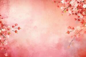 light pink background paper texture tiny petal flower painting in watercolor style. photo