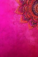 Fuchsia Crayola color background paper texture Rangoli pattern painting. photo