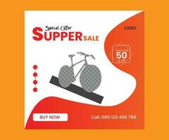social media post bicycle supper sale design template vector