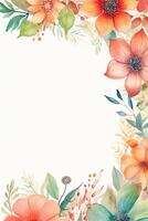 blanco vacío blanco página con petróleo pintura elegante floral borde, ligeramente bordes.ai generativo foto