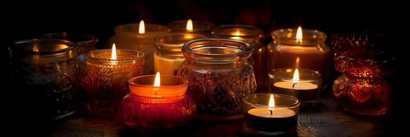 Candlelight, realistic photography background. photo