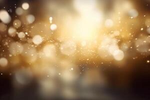 A blurred gold light, silver light abstract background with bokeh glow, Illustration. photo