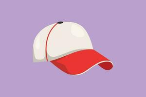 Graphic flat design drawing stylized baseball cap as sports symbol. Unisex outdoor sport baseball, golf, tennis, uniform cap logotype, label, template, sticker, icon. Cartoon style vector illustration