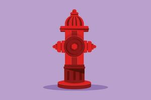 Character flat drawing hydrant on side of road used for preventive measures in the event of a fire in building. Tool used by firefighters for extinguishing flames. Cartoon design vector illustration