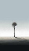 illustration of lonely, minimalist art, . photo