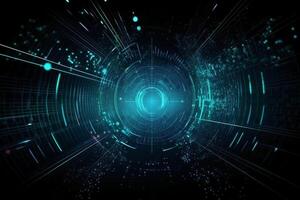 big data, internet network, digital technology with binary computer code on virtual screen, illustration. photo
