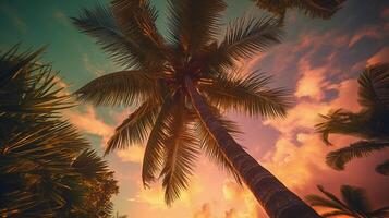 majestic palm tree with its lush green leaves gently swaying in the breeze. photo