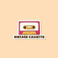 Colorful hand drawn vintage cassette stickers vector