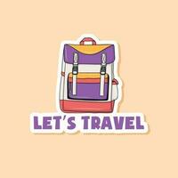 Colorful hand drawn let's travel stickers vector