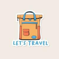 Colorful hand drawn let's travel stickers vector