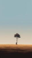 illustration of lonely, minimalist art, . photo