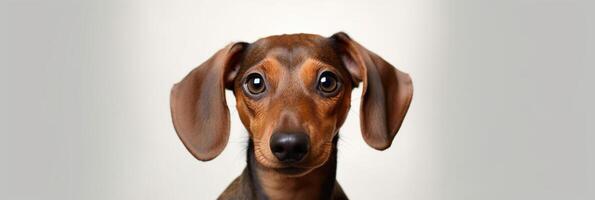 Dachshund macro photography white minimalist. photo