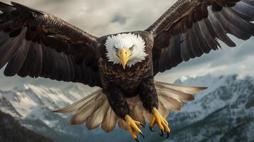 Photorealistic image of a majestic eagle soaring in the sky. photo