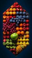 un colección de frutas en diferente colores. ai generativo foto