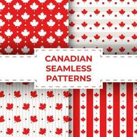 Collection Of Canadian Seamless Pattern. Decorative Backgrounds. Vector Illustration In Flat Style