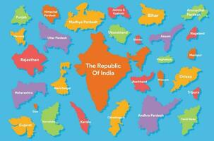 India vector map design with separate states