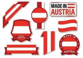 Collection of made in Austria badges labels Austria flags in ribbon vector illustration